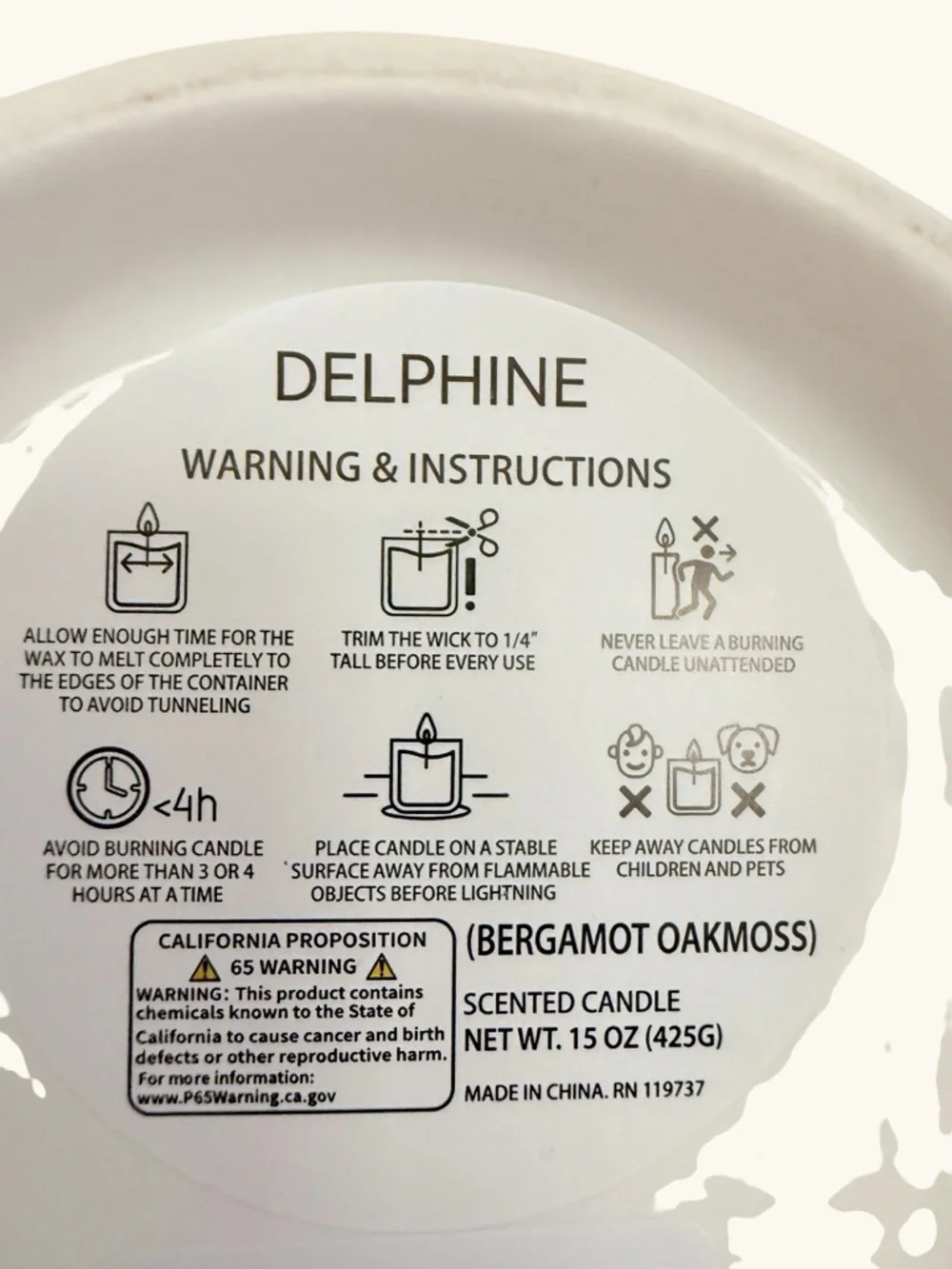 Delphine Bergamot Oakmoss Decorative Soy Blend Scented Candle